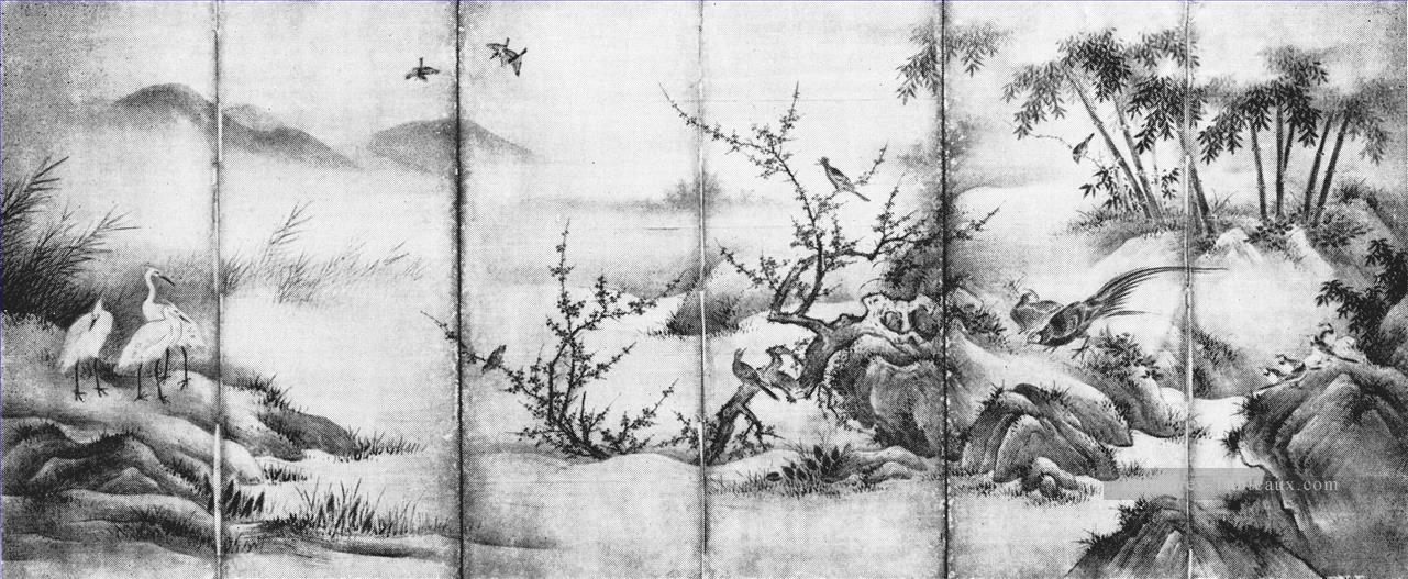 Vier Jahreszeiten Kano Motonobu japonais Peintures à l'huile